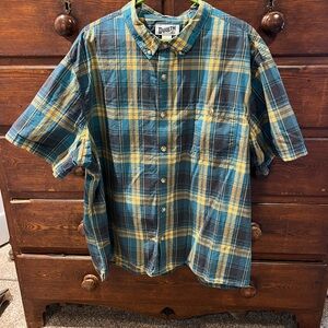 Duluth Trading Co Men's Plaid Shirt in Blue and Yellow